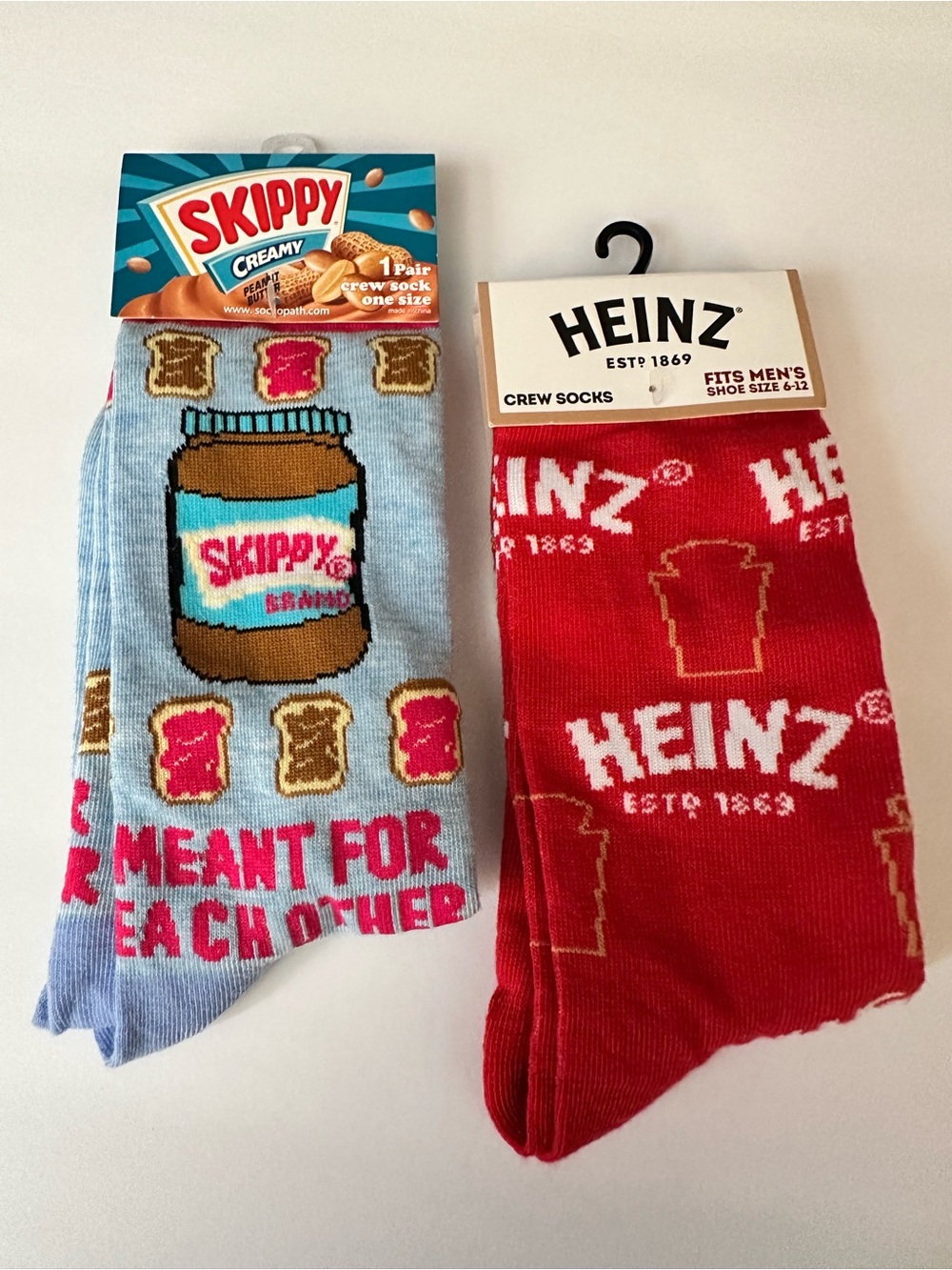 SKIPPY PEANUT BUTTER & JELLY AND HEINZ EST. 1869 - Novelty Men’s Socks Women’s